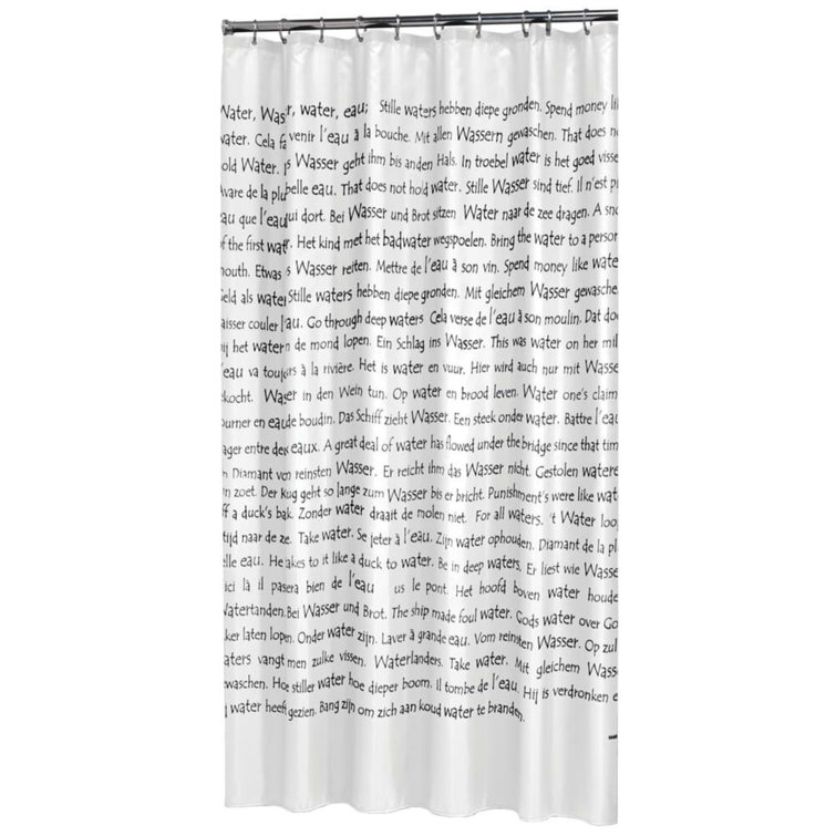 vidaXL Sealskin Shower Curtain Sayings 180 x 200cm White/Black